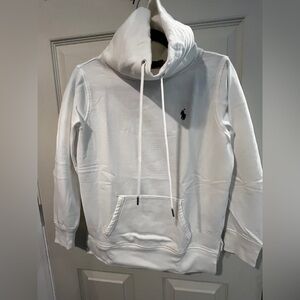 Polo Cowl Neck Sweatshirt in White